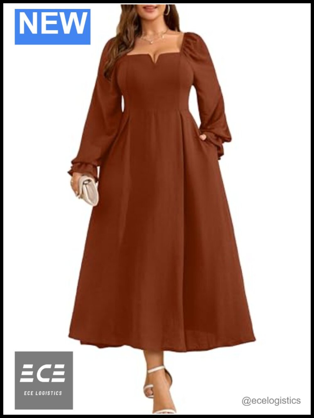 Plus Size Long Sleeve Maxi Dress A-Line Wedding Guest Formal Gown